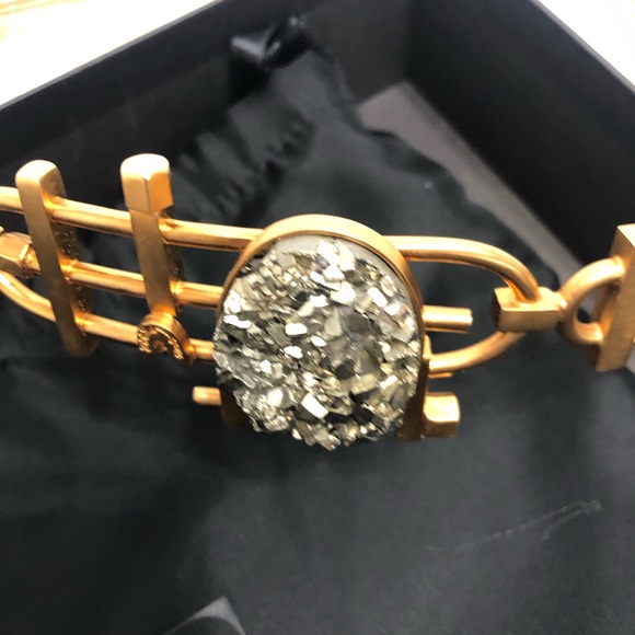 Gianfranco ferre belt. Gold color and pyrite stone